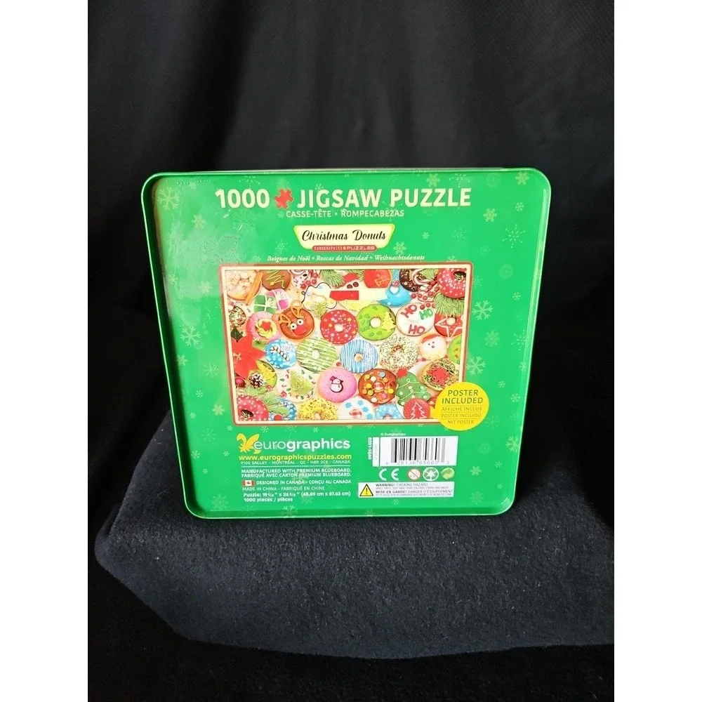 Eurographics 1000 piece Jigsaw Puzzle In a Tin Christmas Donuts Holiday Colorful